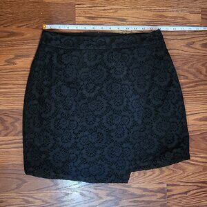 Madewell Black Lace Front Wrap Mini Skirt